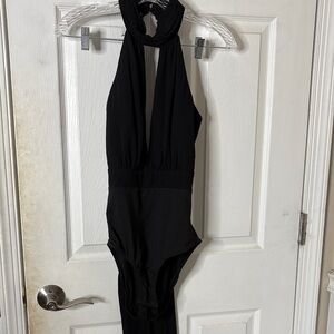 L'ATISTE Black Halter Bodysuit